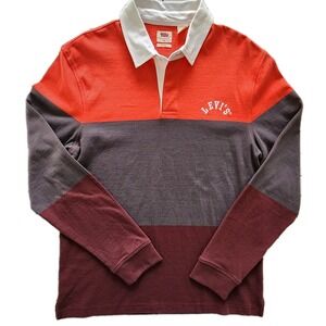 Levi's Men's Rugby Relaxed Fit Long Sleeve Polo Shirt Sz Medium Colorblock
